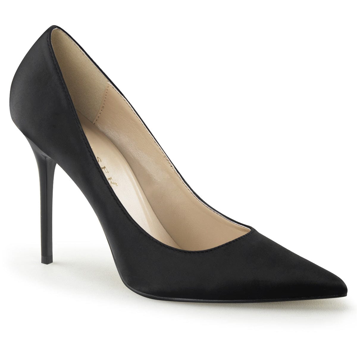 Black satin cheap pointed toe pumps