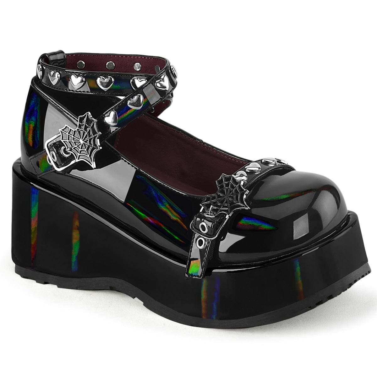 CUBBY-25 Black Hologram Patent Demonia US Size (Women's): 6