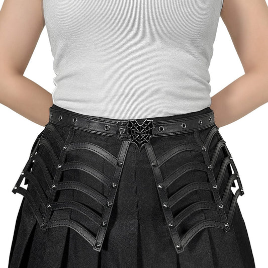 DA-315 Black Faux Leather Spiderweb Cut Out Belt Demonia US Size (Women's): S-M