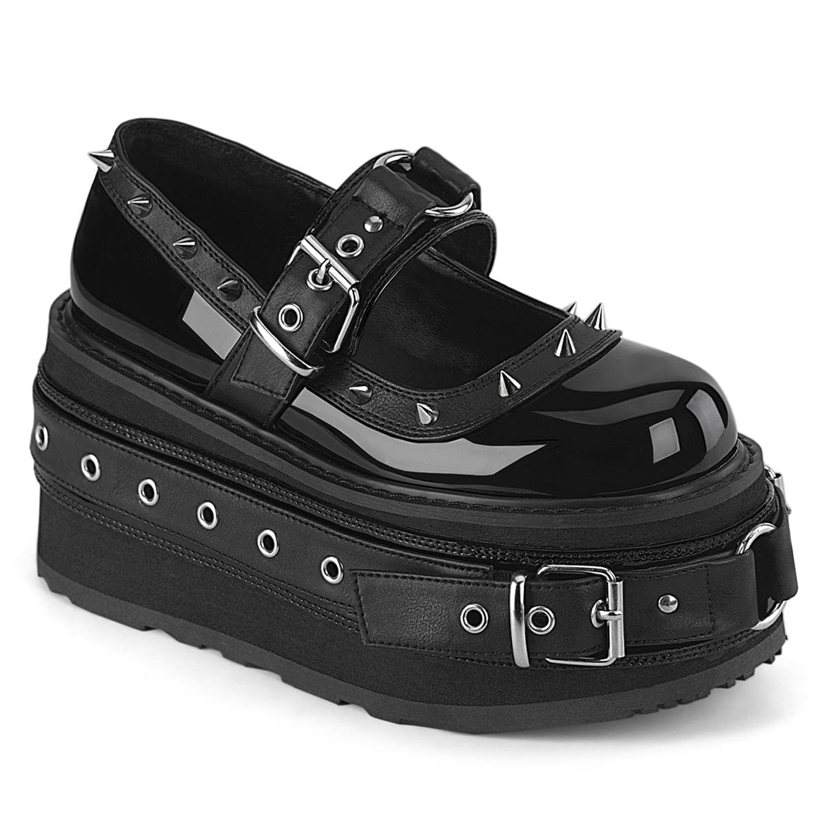 DAMNED-20 Black Patent -Vegan Leather Demonia US Size (Women's): 6