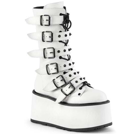 DAMNED-225 White Vegan Leather Demonia US Size (Women's): 6