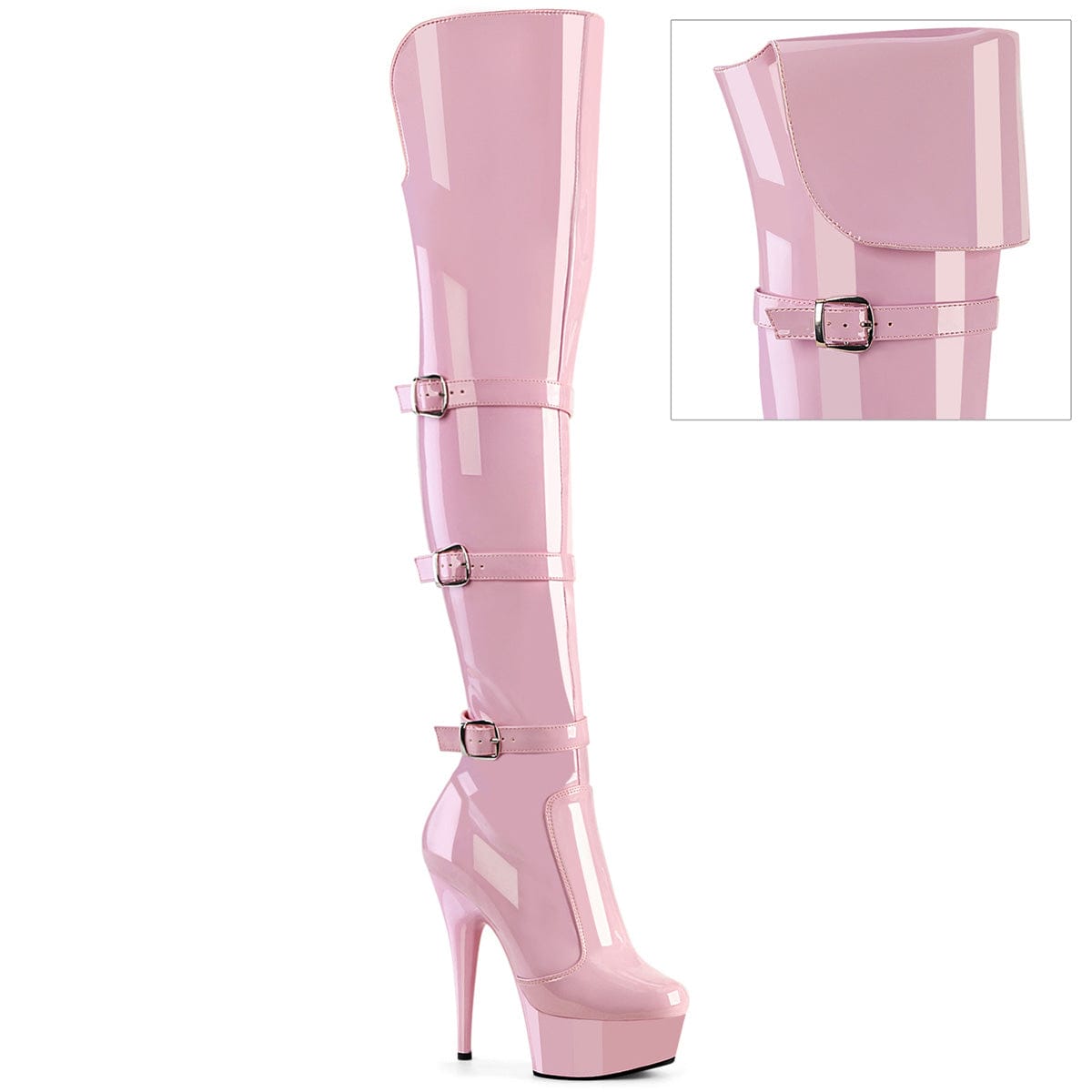 DELIGHT-3018 Baby Pink Stretch Patent/Baby Pink Pleaser US Size (Women's): 5