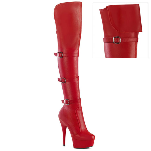 DELIGHT-3018 Red Stretch Faux Leather/Red Matte Pleaser US Size (Women's): 5