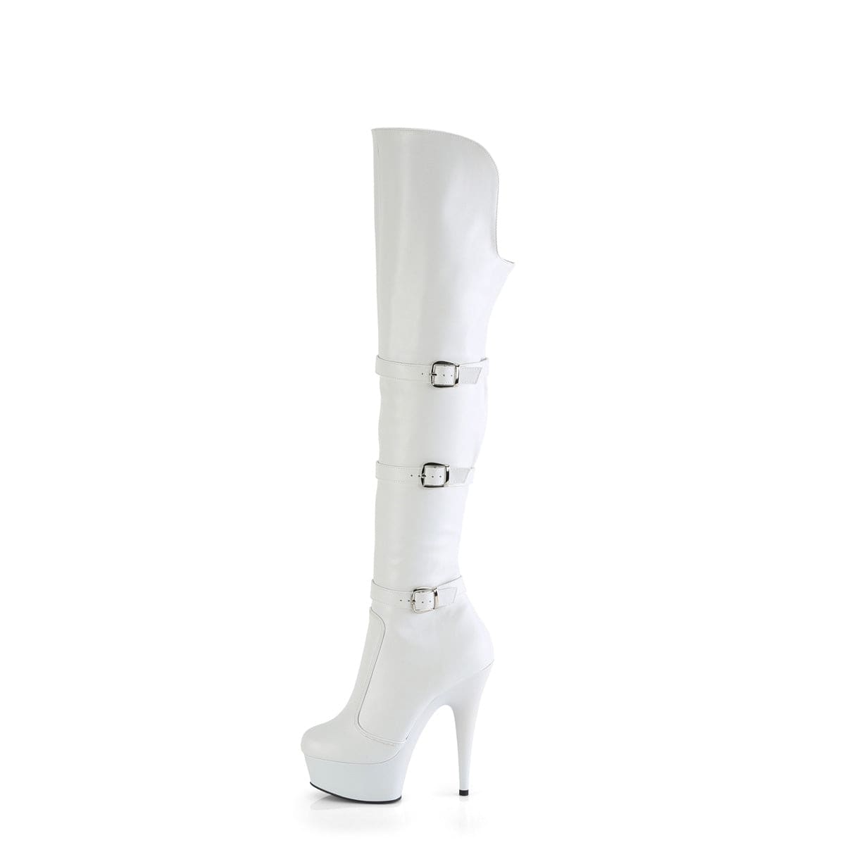 DELIGHT-3018 White Stretch Faux Leather/White Matte Pleaser US Size (Women's): 5