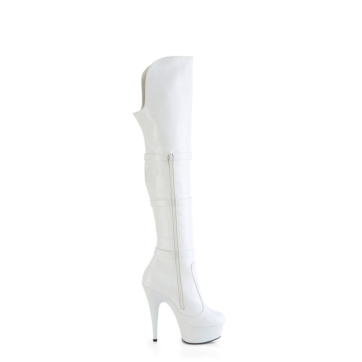 DELIGHT-3018 White Stretch Faux Leather/White Matte Pleaser US Size (Women's): 5