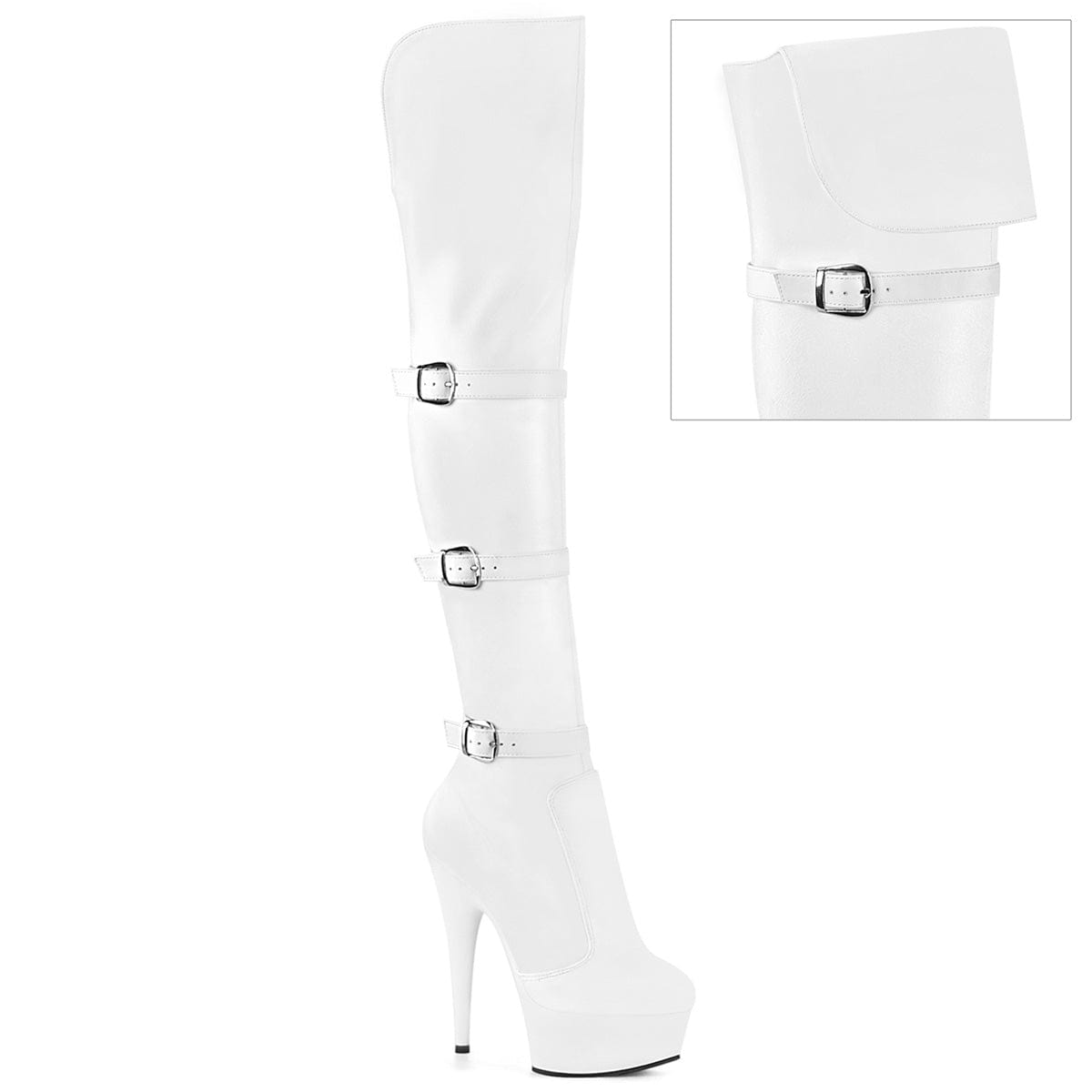 DELIGHT-3018 White Stretch Faux Leather/White Matte Pleaser US Size (Women's): 5