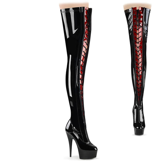 DELIGHT-3027 Black-Red Stretch Patent/Black Pleaser US Size (Women's): 5