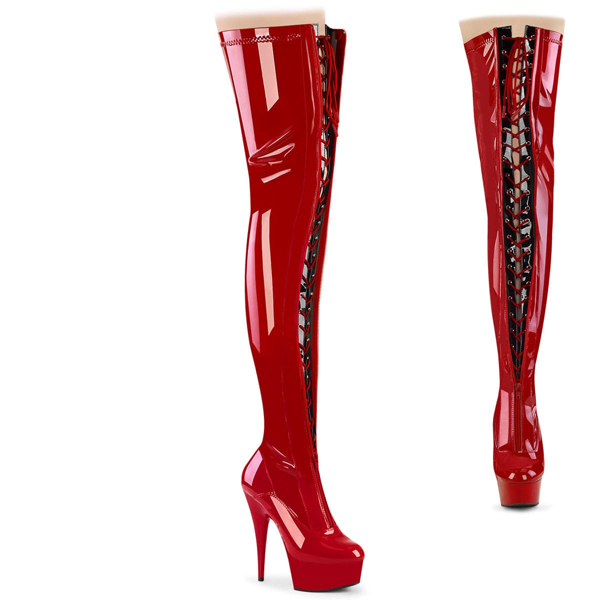 DELIGHT-3027 Red-Black Stretch Patent/Red Pleaser US Size (Women's): 5