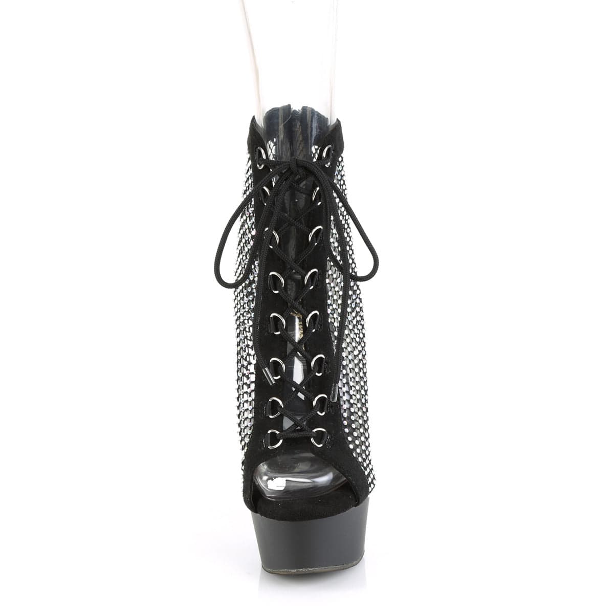 DELIGHT-600-33RM Black Faux Suede-Rhinestones Mesh/Black Matte Pleaser US Size (Women's): 5