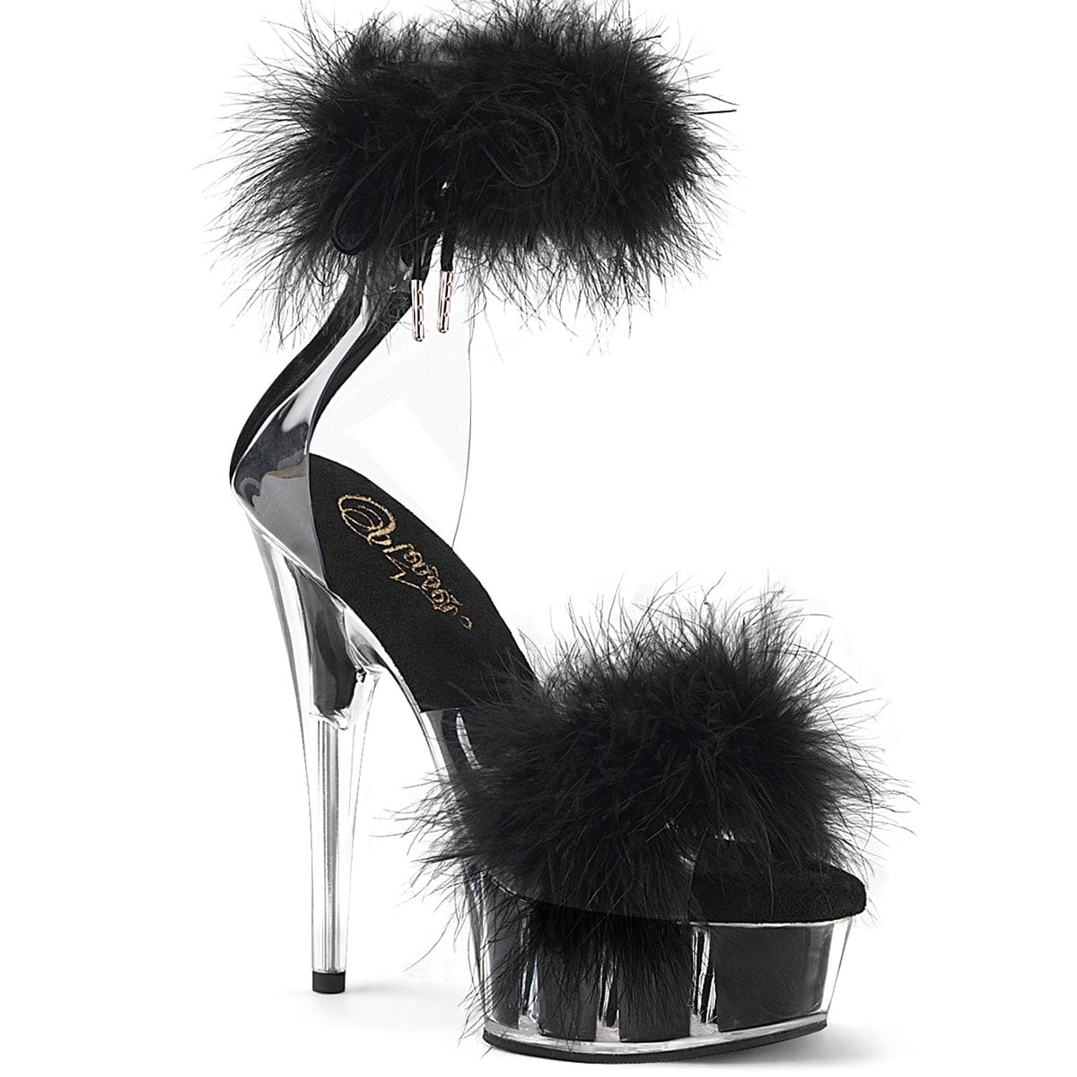 DELIGHT-624F Clear-Black Fur/M Pleaser US Size (Women's): 5