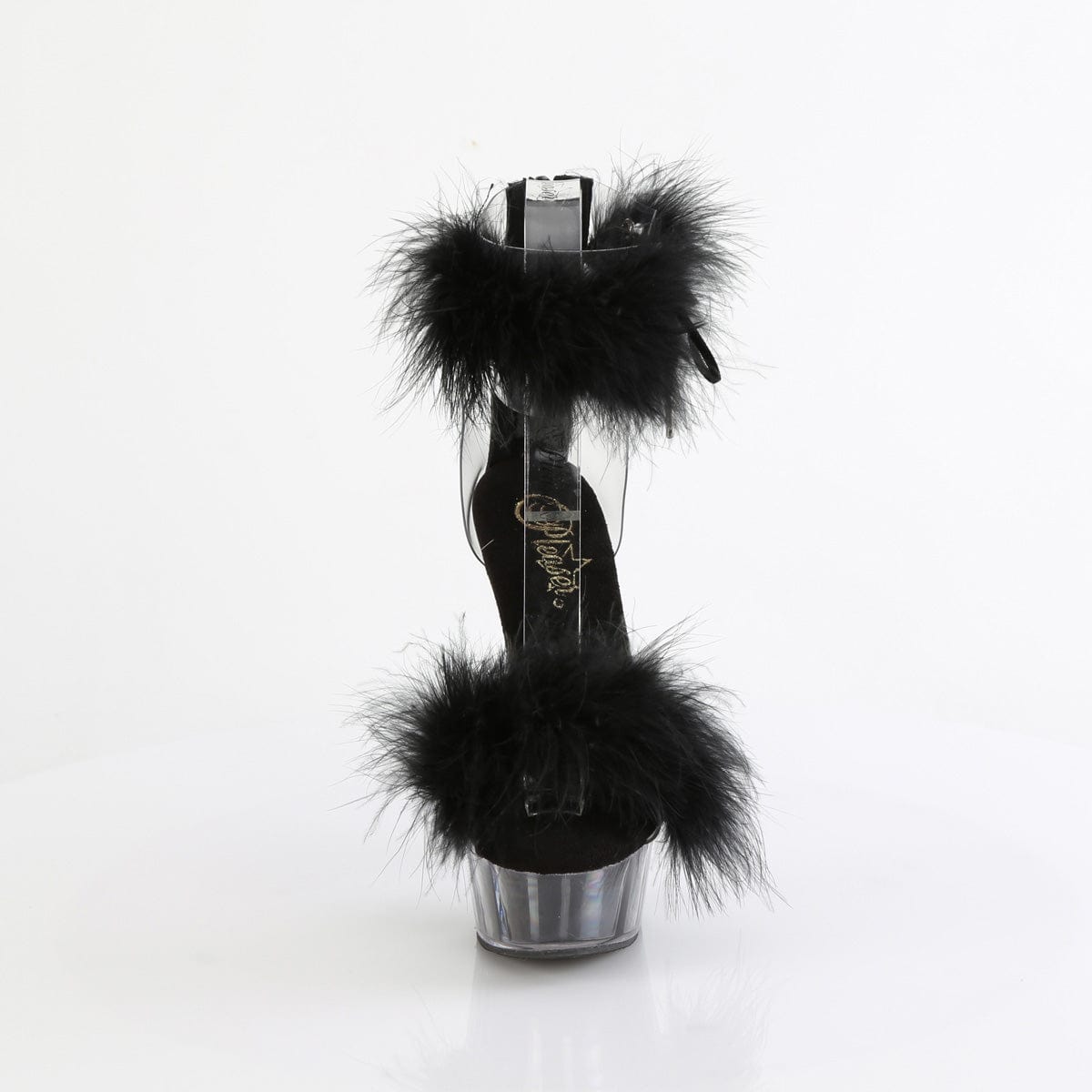 DELIGHT-624F Clear-Black Fur/M Pleaser US Size (Women's): 5