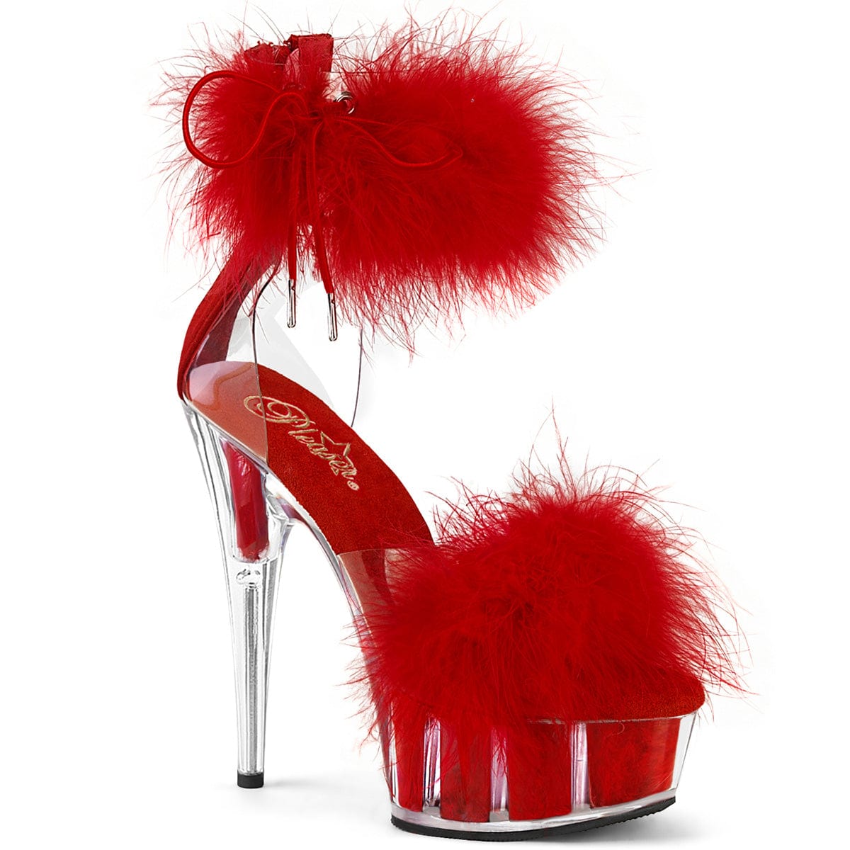 DELIGHT-624F Clear-Red Fur/M Shoes Pleaser US Size (Women's): 5