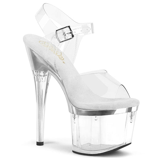 ESTEEM-708 Clear/Silver Chrome-Clear Pleaser US Size (Women's): 5