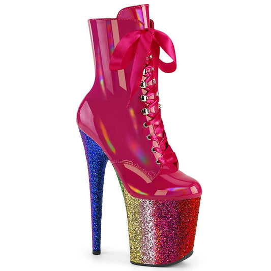 FLAMINGO-1020HG Hot Pink Hologram Patent/Rainbow Glitter Pleaser US Size (Women's): 5