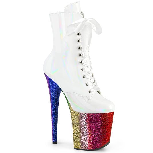 FLAMINGO-1020HG White Hologram Patent/Rainbow Glitter Pleaser US Size (Women's): 5