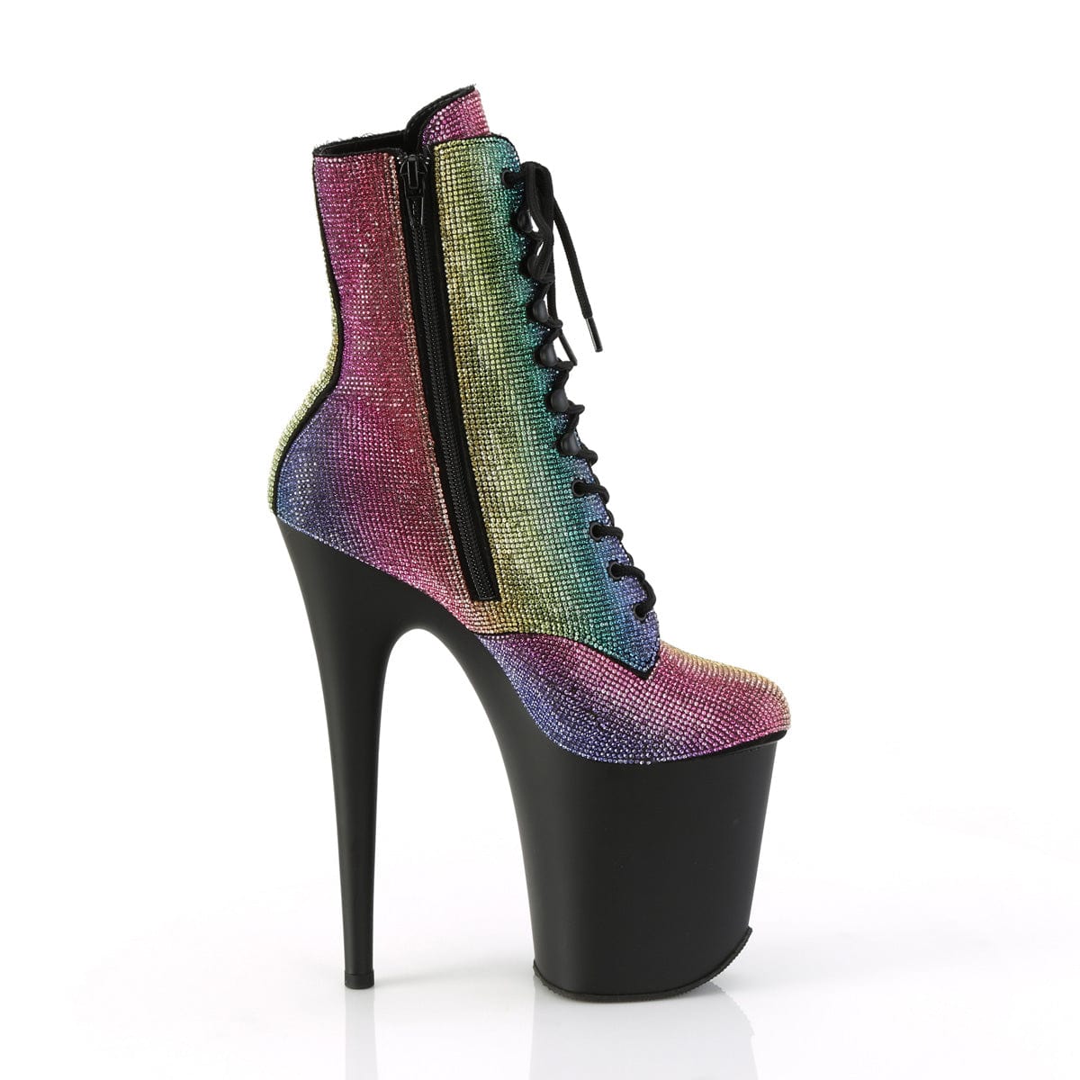 FLAMINGO-1020RS Rainbow Rhinestones/Black Matte Pleaser US Size (Women's): 5