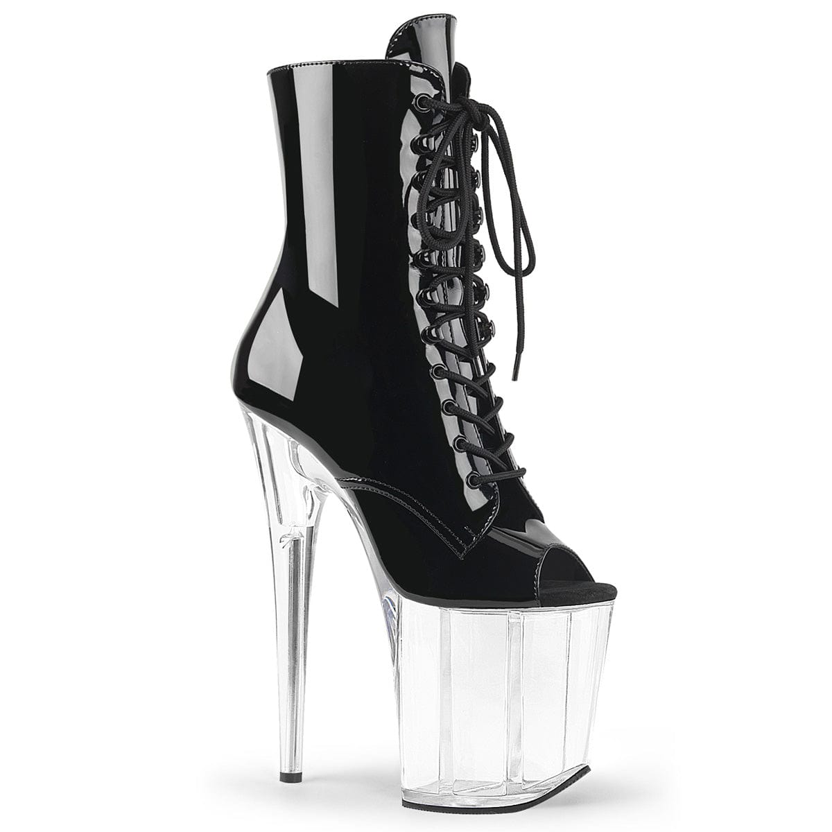 FLAMINGO-1021 Black Patent/Clear Ankle Boot Pleaser US Size (Women's): 5