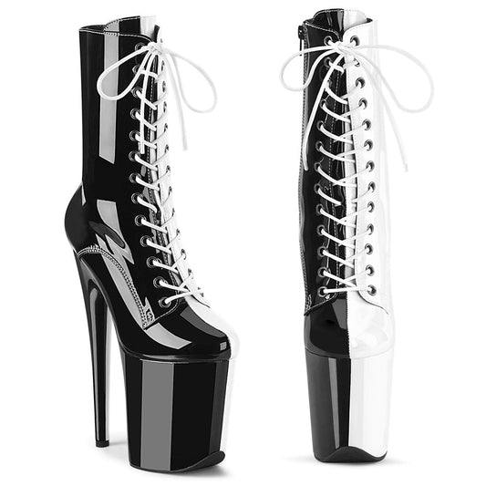 FLAMINGO-1040TT Black-White Patent/Black-White Pleaser US Size (Women's): 5