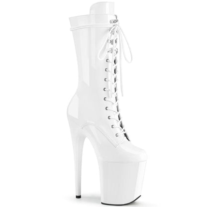 FLAMINGO-1050 White Patent/White Mid-Calf Boot Pleaser US Size (Women's): 5