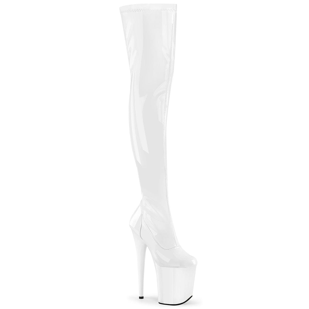 FLAMINGO-3000 White Stretch Patent/White Pleaser US Size (Women's): 5