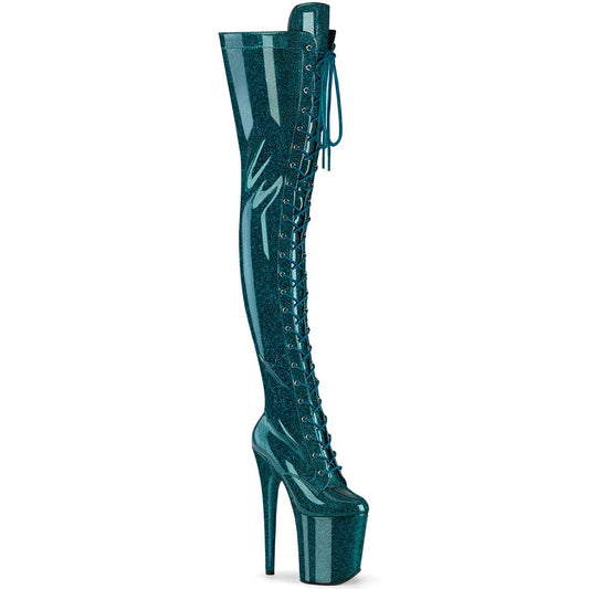 FLAMINGO-3020GP Teal Glitter Patent/M Pleaser US Size (Women's): 5