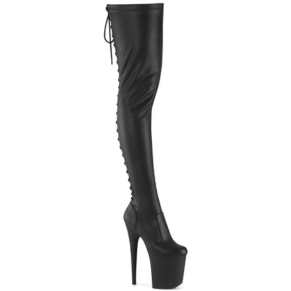 FLAMINGO-3850 Black Stretch Faux Leather/Black Matte Pleaser US Size (Women's): 5