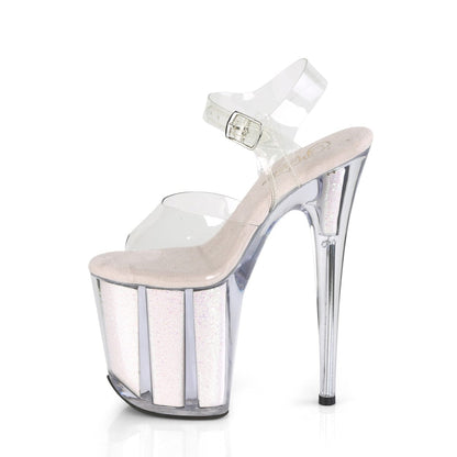 FLAMINGO-808G Clear/Opal Glitter Inserts Platform Sandal Pleaser US Size (Women's): 5