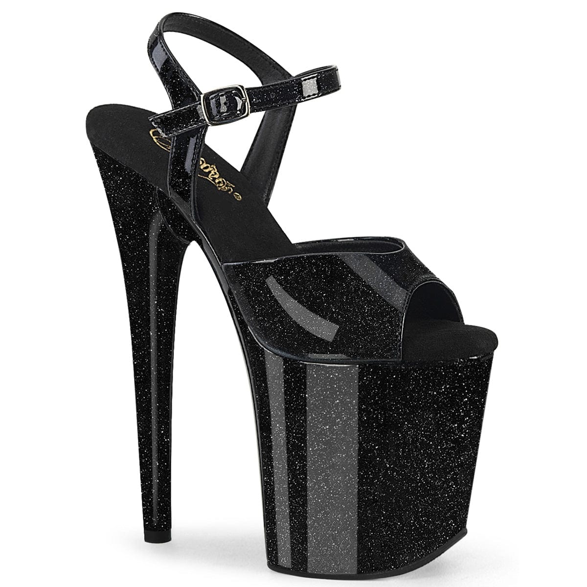 FLAMINGO-809GP Black Glitter Patent/M Pleaser US Size (Women's): 5