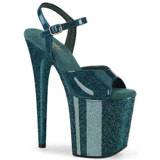 FLAMINGO-809GP Teal Glitter Patent/M Pleaser US Size (Women's): 5