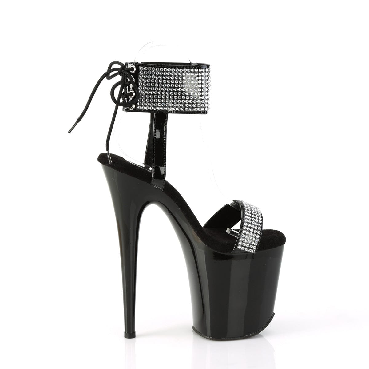 FLAMINGO-870 Black Patent -Rhinestones/Black Pleaser US Size (Women's): 5