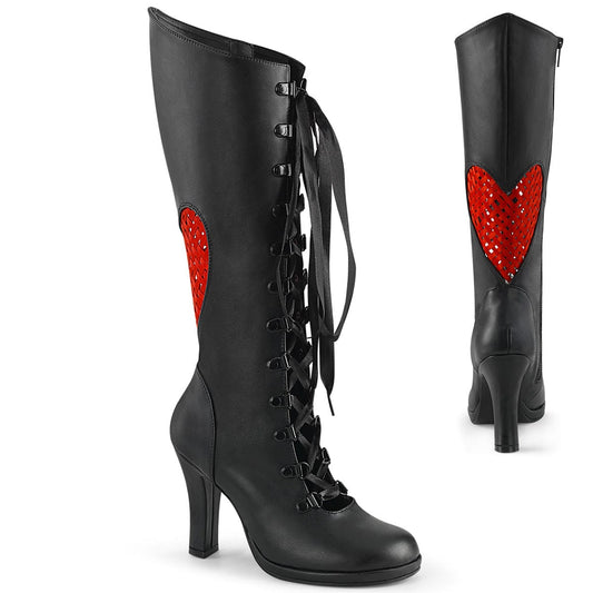 GLAM-243 Black Vegan Leather- Red Satin Demonia US Size (Women's): 6