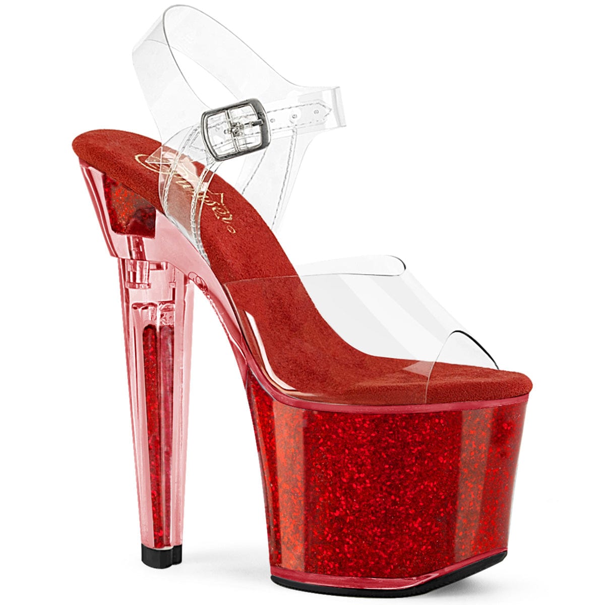 LOVESICK-708SG Clear/Red Iridescent Glitters Pleaser US Size (Women's): 5