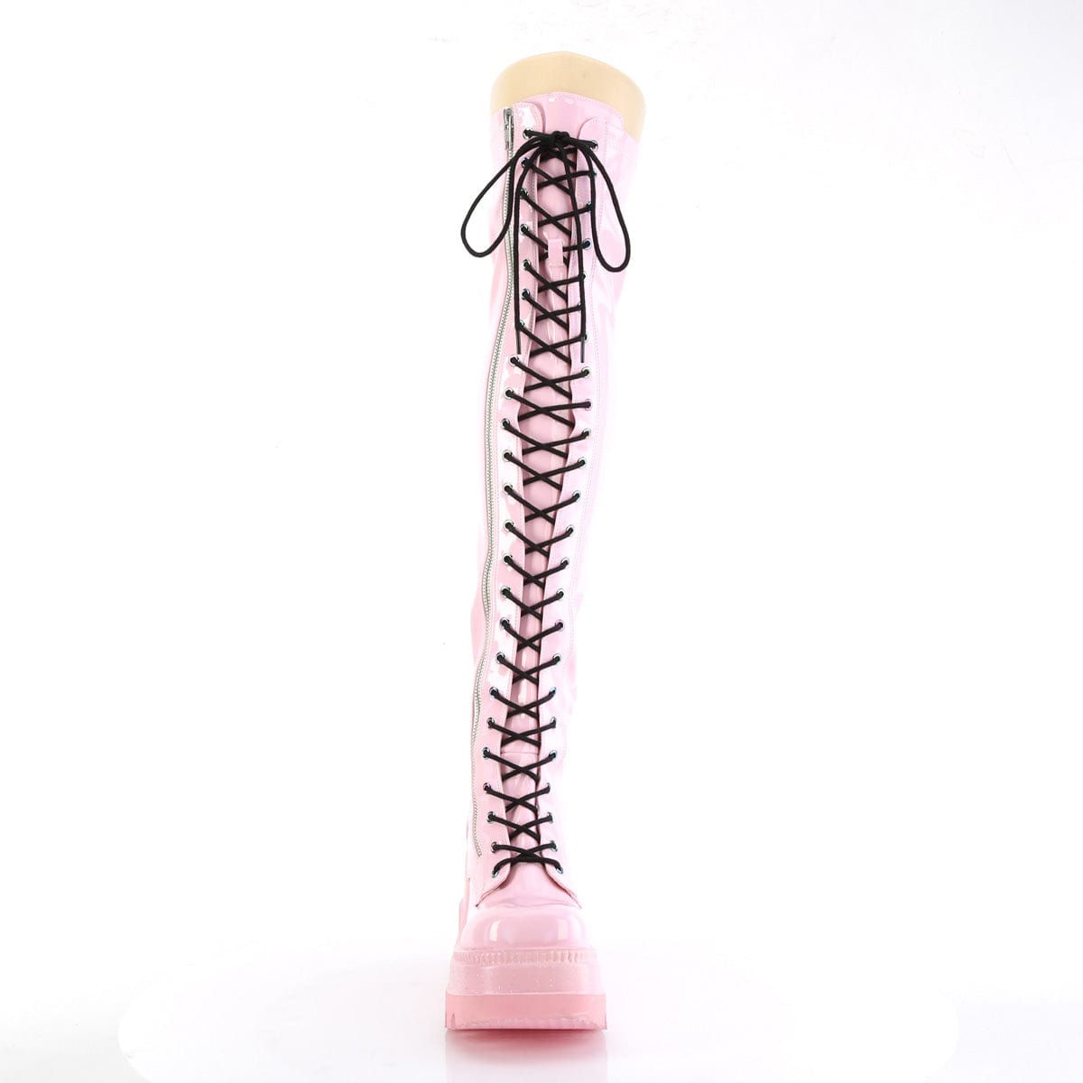 SHAKER-374 Baby Pink Hologram Stretch Patent Demonia US Size (Women's): 6