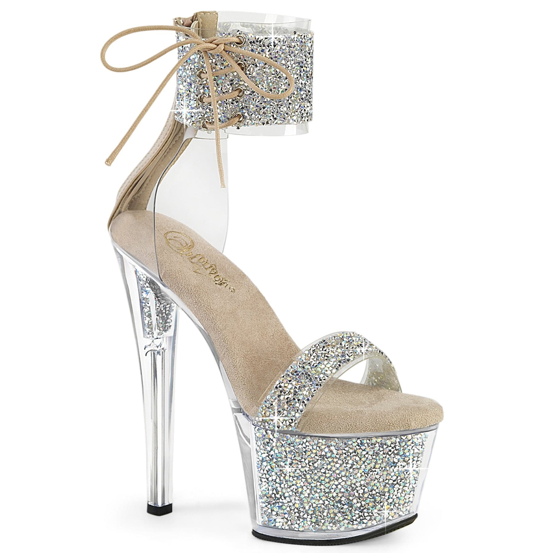 SKY-327RSI Silver Multi Rhinestones-Nude/Silver Rhinestones Pleaser US Size (Women's): 5