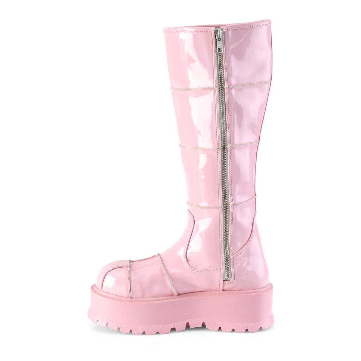 SLACKER-230 Baby Pink Hologram Patent Knee Boot Demonia US Size (Women's): 6