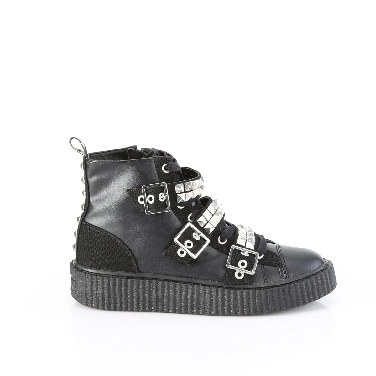 SNEEKER-225 Black Canvas-Vegan Leather Demonia US Size (Women's): 4