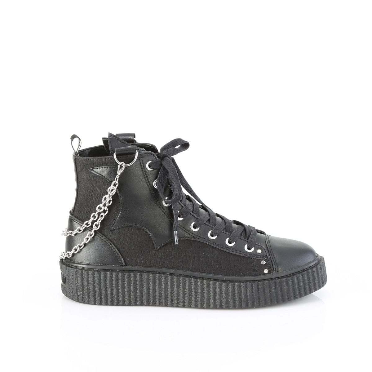 SNEEKER-230 Black Canvas-Vegan Leather Demonia US Size (Women's): 4