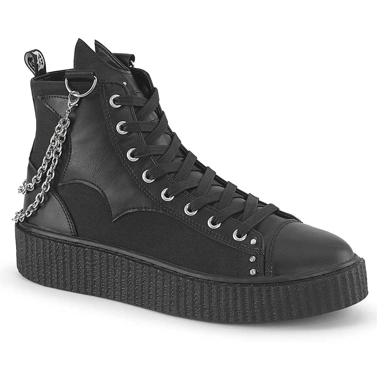 SNEEKER-230 Black Canvas-Vegan Leather Demonia US Size (Women's): 4