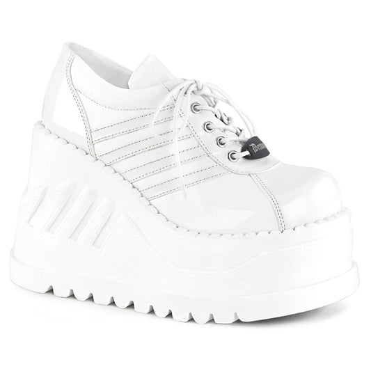 STOMP-08 White Patent -Vegan Leather Demonia US Size (Women's): 5